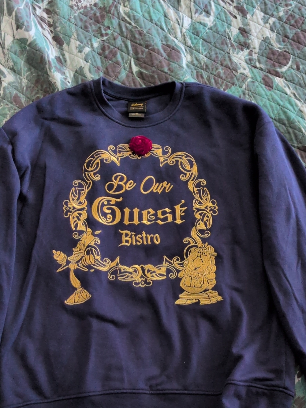 Disney Navy & Gold 'Be Our Guest Bistro' Sweatshirt with Red Pom